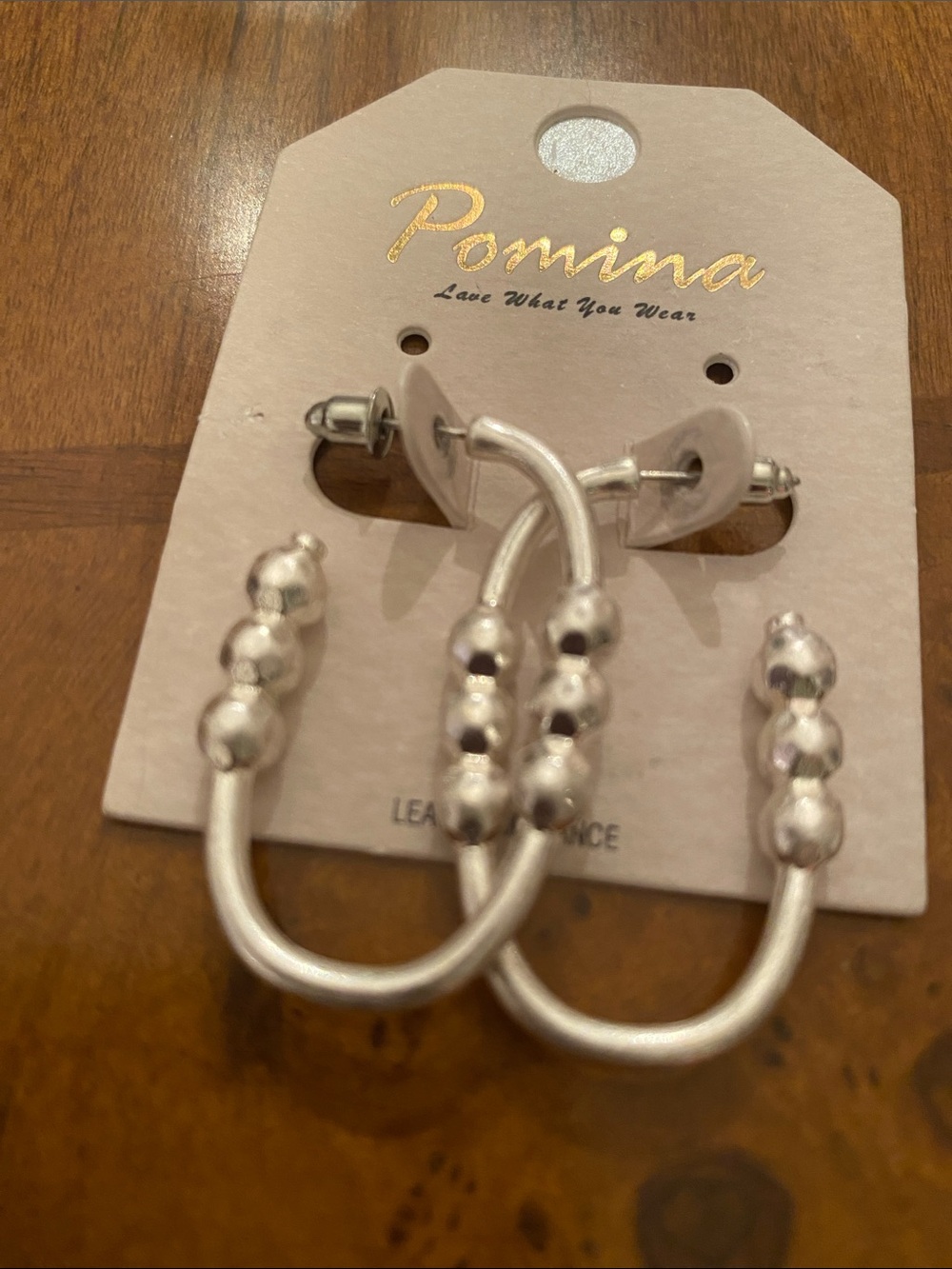 Pomina Silver Beaded Hoop Earrings